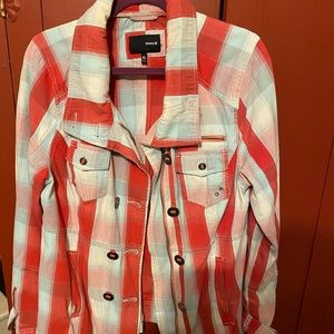 RED and light blue  plaid jacket